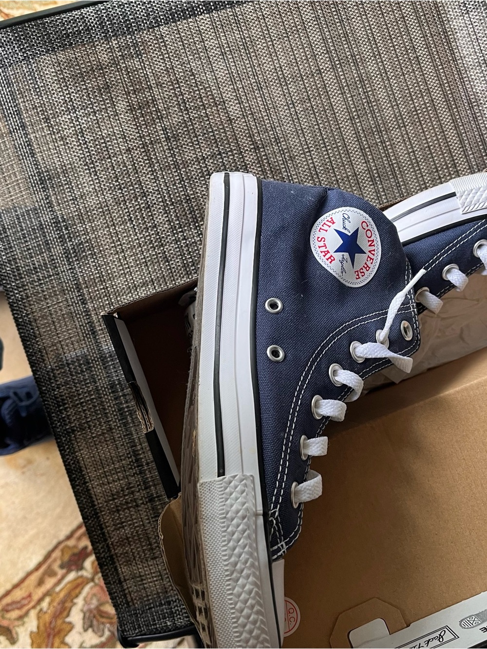 Converse High Top Sneakers in Navy and White